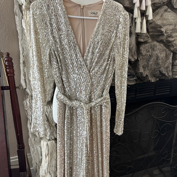 Eliza J Pants - Eliza J Gold Sequin Wrap Dress